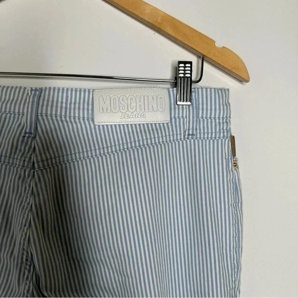 MOSCHINO Vintage Y2K Blue Stripe Flare Jeans Size 30 - Picture 6 of 8